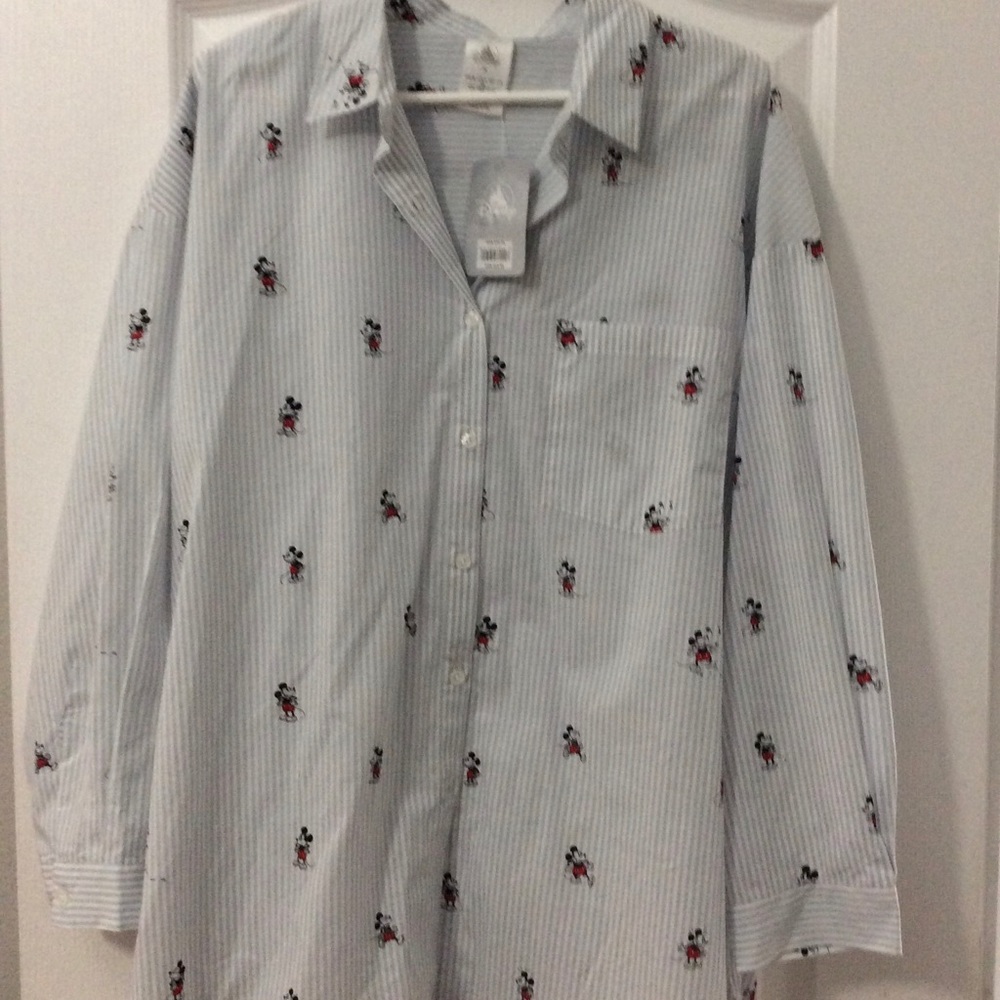 Disney Ladies buttonup striped MIckey Mouse shirt
